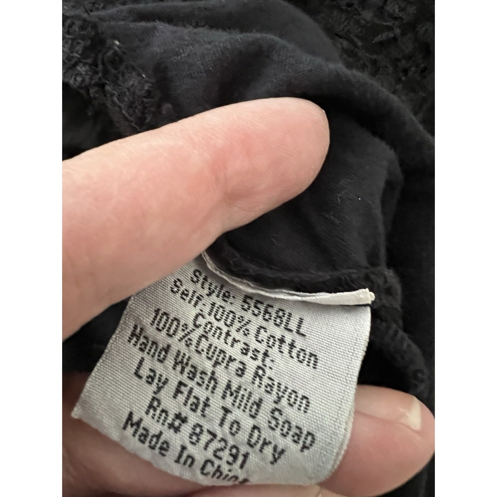 Johnny Was 4 Love And Liberty Black Top Womens M Embroidered Asymmetrical - Picture 6 of 8